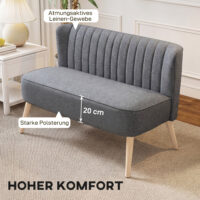 Sofa Polstersofa 2 Sitzer für Wohnzimmer Leinenoptik grau