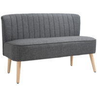 Sofa Polstersofa 2 Sitzer für Wohnzimmer Leinenoptik grau