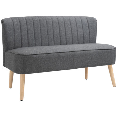 Sofa Polstersofa 2 Sitzer für Wohnzimmer Leinenoptik grau