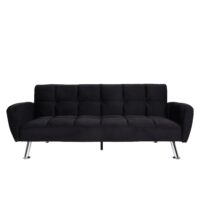 Sofa Schlafsofa Gästebett Klappsofa Nosagfederung 203cm Samt schwarz