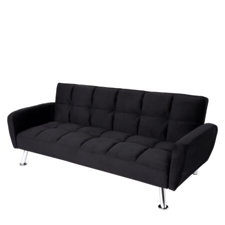 Sofa Schlafsofa Gästebett Klappsofa Nosagfederung 203cm Samt schwarz