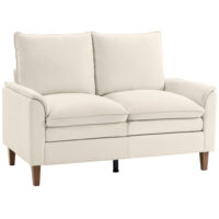 Sofa Zweisitzer mit Federkissen und hohem Rücken Chenille creme