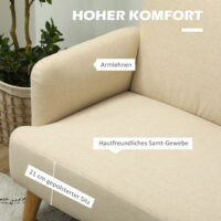 Sofa Zweisitzer kompakt mit weichem Bezug cremeweiss