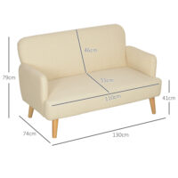 Sofa Zweisitzer kompakt mit weichem Bezug cremeweiss