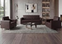 Sofagarnitur 3-1-1 Kunstleder mit Metallfüssen braun