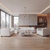 Sofagarnitur 3-2-1 aus Kunstleder Loungesofa Set weiss