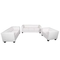 Sofagarnitur 3-2-1 aus Kunstleder Loungesofa Set weiss