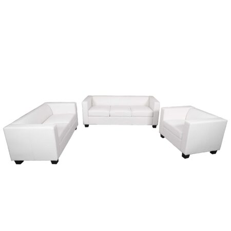 Sofagarnitur 3-2-1 aus Kunstleder Loungesofa Set weiss
