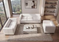 Sofagarnitur 3-2-1 aus Kunstleder Loungesofa Set weiss