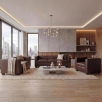 Sofagarnitur Couchgarnitur Loungesofa Kunstleder rot-braun