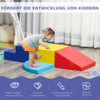 4-teiliges Set Softbausteine, ideal für Kinder von 12-36 Monaten. Weiche und sichere Bausteine für die motorische Entwicklung.