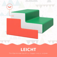 4er-Set Softbausteine aus Kunstleder und EPE, ideal für Kinder von 1-3 Jahren. Weiche und strapazierfähige Bausteine für erste Konstruktionen.