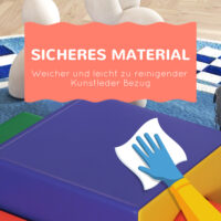 4er-Set Softbausteine aus Kunstleder und EPE, ideal für Kinder von 1-3 Jahren. Weiche und strapazierfähige Bausteine für erste Konstruktionen.