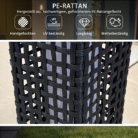 Solar Aussenleuchte mit Einschaltautomatik Rattanoptik schwarz