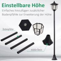 Solar-Gartenlaterne Ø265x177 cm, LED-Leuchte für außen, Farbe Schwarz.