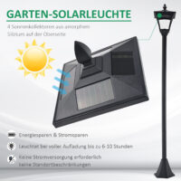 Solar-Gartenlaterne mit LED, 18x18x160 cm, stilvoll und funktional in Schwarz.