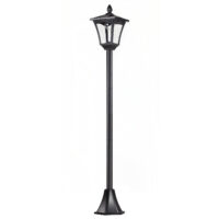 Solar-Gartenlaterne mit LED, 18x18x160 cm, stilvoll und funktional in Schwarz.