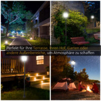 Solar-Gartenlaterne mit LED, 18x18x160 cm, stilvoll und funktional in Schwarz.