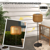 Solar Gartenleuchte LED wetterfest mit Dämmerungssensor Rattan Optik