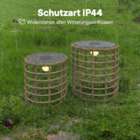 Solar Rattan Stehlampe LED 2er Set mit Lichtsensor Boho Stil