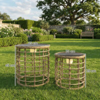 Solar Rattan Stehlampe LED 2er Set mit Lichtsensor Boho Stil