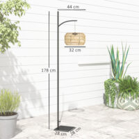 Solar Stehlampe Gartenleuchte Outdoor mit Lichtsensor Rattan Boho