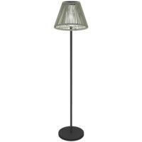 Solar Stehlampe LED mit Lichtsensor für Garten Rattan Boho