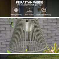 Solar Stehlampe LED mit Lichtsensor für Garten Rattan Boho