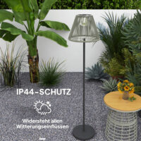 Solar Stehlampe LED mit Lichtsensor für Garten Rattan Boho