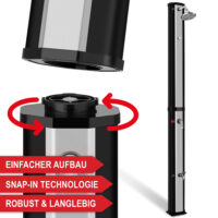 Hochwertige Solardusche in Silber-Schwarz mit 35L Tank.