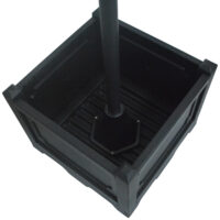 Solarleuchte mit drei Köpfen und integriertem Blumentopf aus Edelstahl, 60x55x189 cm.