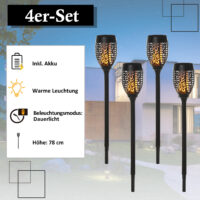 Solarleuchte 4er-Set Ø12x72 cm, ideal für den Garten, Schwarz.