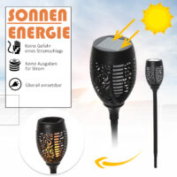 Solarleuchte 4er-Set Ø12x72 cm, ideal für den Garten, Schwarz.