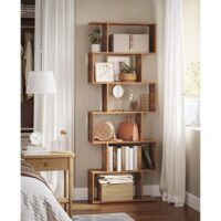 Songmics Bücherregal mit 6 Ebenen Vintage 70x24x190.5cm aus Holz