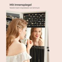 SONGMICS Drehbarer Schmuckschrank mit Spiegel