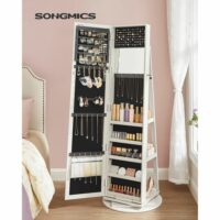 SONGMICS Drehbarer Schmuckschrank mit Spiegel