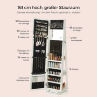 SONGMICS Drehbarer Schmuckschrank mit Spiegel