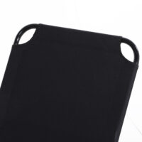 Schwarze Sonnenliege, 188x56x28cm, mit verstellbarer Rückenlehne.