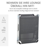 Graue Relaxliege aus Aluminium mit 5-facher Verstellung.