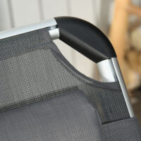 Graue Relaxliege aus Aluminium mit 5-facher Verstellung.