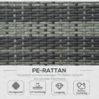 Sonnenliege Doppelliege für 2 Personen für Garten Polyrattan grau