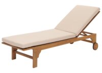 Sonnenliege Gartenliege Relaxliege Akazie Kissen creme-beige