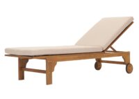 Sonnenliege Gartenliege Relaxliege Akazie Kissen creme-beige