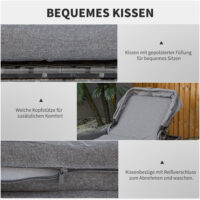 Graue Sonnenliege aus Polyrattan mit integriertem Sonnendach.