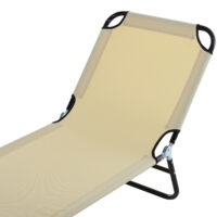 Blaue Sonnenliege aus Stahl, 188x56x28 cm, mit verstellbarer Rückenlehne.