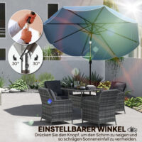 Sonnenschirm rund neigbar mit Kurbel für Balkon und Strand himmelblau