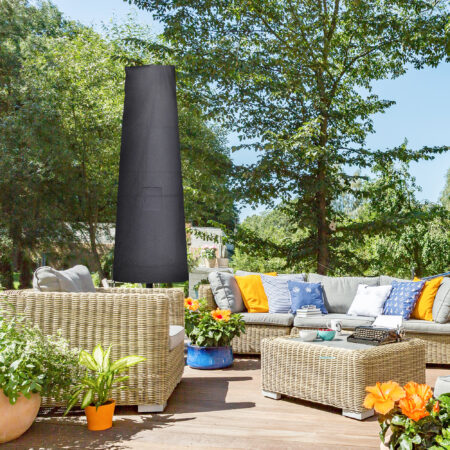 Schwarze, wasserdichte Sonnenschirmhülle aus Oxfordstoff bis Ø400cm.