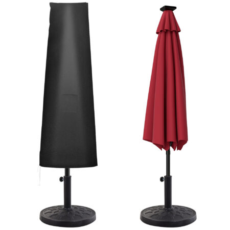 Schwarze, wasserdichte Sonnenschirmhülle aus Oxfordstoff bis Ø400cm.