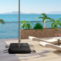 Sonnenschirmständer bis 50kg mit praktischer Schaufel in Schwarz.