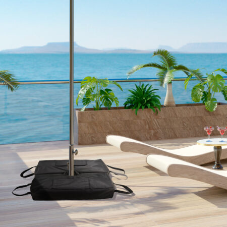 Sonnenschirmständer bis 50kg mit praktischer Schaufel in Schwarz.